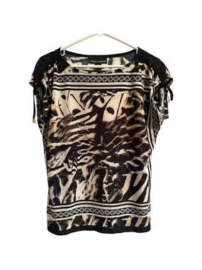 Isabella Rodriguez Bohemian Abstract Sleeveless Blouse w/ Bow Ties, Medium